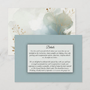Cartão De Informações Casamento Azul-Romance com Ouro Suave