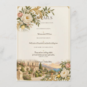 Cartão De Informações Casamento Barroco Siciliano Detalhes Florais Ant