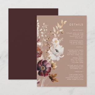 Cartão De Informações Casamento Bege Floral Boêmio Outono