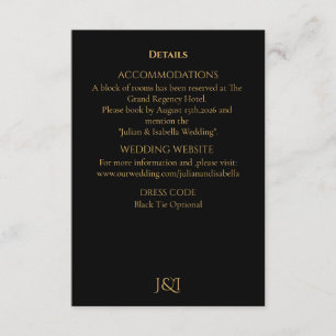 Cartão De Informações Casamento Black Tie Royal Regency