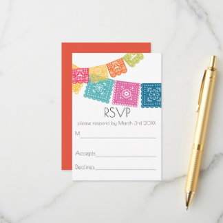 Cartão De Informações Casamento  Boda  Casamento Papel Picado RSVP