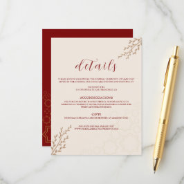 Cartão De Informações Casamento Boho Moderno Terracota Laranja Queimada