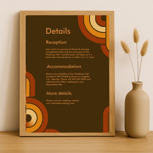 Cartão De Informações Casamento Bold Retro 1970 (Criador carregado)