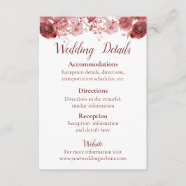 Cartão De Informações Casamento bonito de Burgundy Watercolor