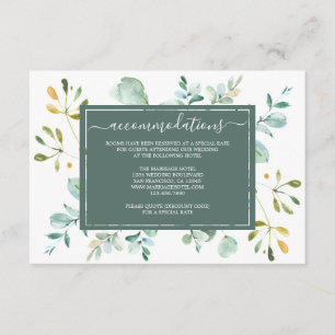 Cartão De Informações Casamento Botânico Azul-Marinho Foliage Eucalyptus