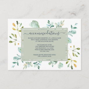 Cartão De Informações Casamento Botânico Azul-Marinho Foliage Eucalyptus