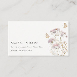 Cartão De Informações Casamento Botânico de Lilac Boho Wildflower Fern