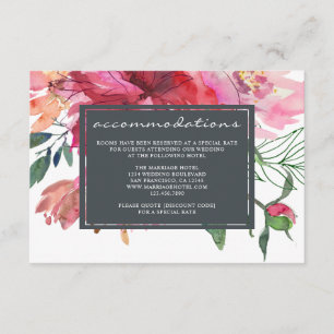 Cartão De Informações Casamento Botânico de Peony Rosa Ruby