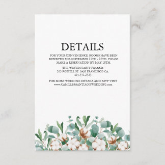 Cartão De Informações Casamento Botânico de Verde Elegante