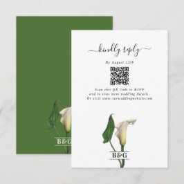 Cartão De Informações Casamento Botânico Elegante Calla Lily Green