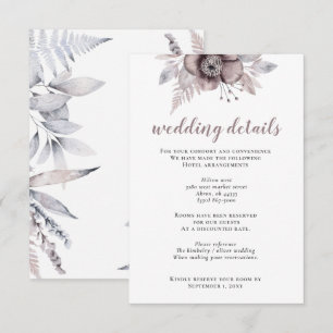 Cartão De Informações Casamento Botânico Floral Mauve da Rustic Watercol