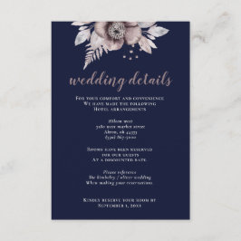 Cartão De Informações Casamento Botânico Floral Mauve Marinho Russo