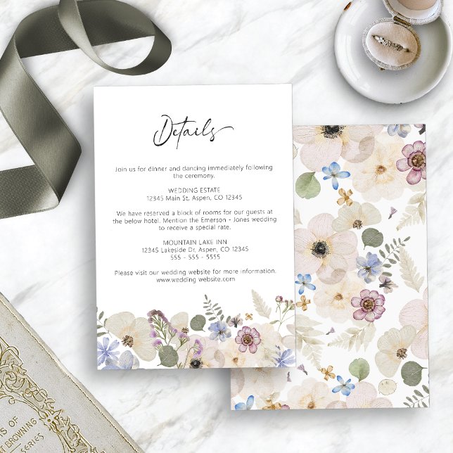 Cartão De Informações Casamento Botânico Floral Moderno (Modern Floral Botanical Watercolor Wedding Details Enclosure Card by Painted Paperie
)