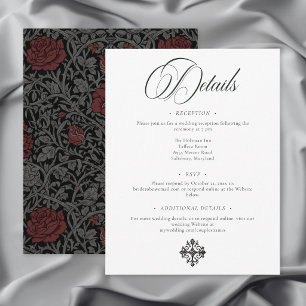 Cartão De Informações Casamento Botânico Gótico Vintage Elegante e Tempe