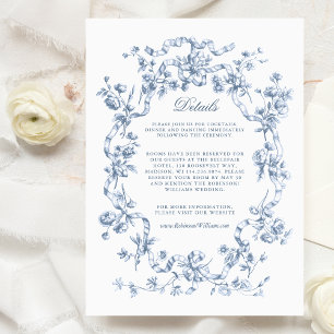 Cartão De Informações Casamento Botânico Rosa Francês Chic Romântico