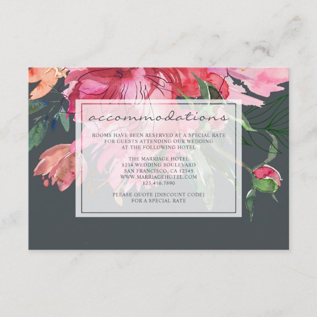 Cartão De Informações Casamento Botânico Rosa Rubi (Frente)