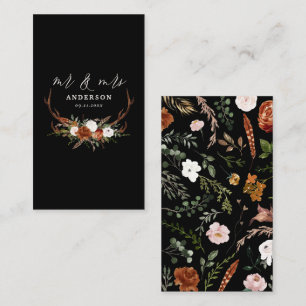 Cartão De Informações Casamento botânico russo Stag sr e mrs sparkle