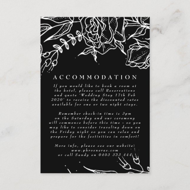 Cartão De Informações Casamento branco-esbelto-negro de Tuxedo Bright (Frente)