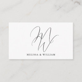 Cartão De Informações Casamento Branco Moderno do Monograma Chic Elegant