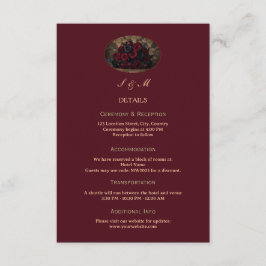 Cartão De Informações Casamento Burgundy de Romance Gótico Obscuro Perso