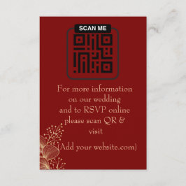 Cartão De Informações Casamento Burgundy & Dourado Elegante