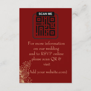 Cartão De Informações Casamento Burgundy & Dourado Elegante