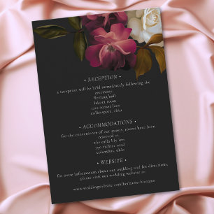 Cartão De Informações Casamento Burgundy & Rosa Romântico Rosa Preto Moo