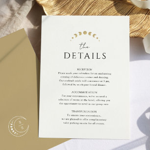 Cartão De Informações Casamento Celestial com Monograma Dourado