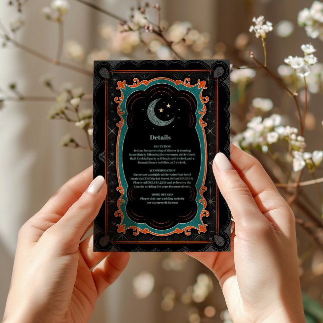 Cartão De Informações Casamento Celestial Místico Lua Noite Estrelada (Criador carregado)