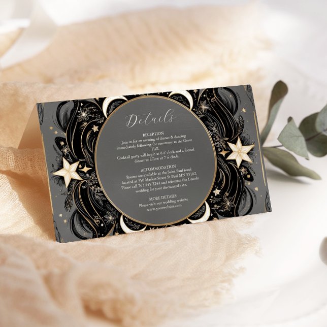 Cartão De Informações Casamento Celestial Mystical Moon Starry Night Boh (Criador carregado)