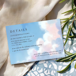 Cartão De Informações Casamento Céu Azul Pintado Elegante Nuvens Cor-de-