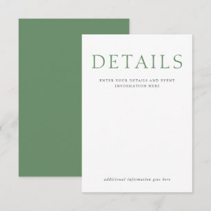 Cartão De Informações Casamento Chic Elegante Minimalista Tipo Sage & Br