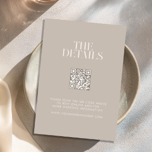 Cartão De Informações Casamento Chic Moderno Minimalista de Taupe Beige
