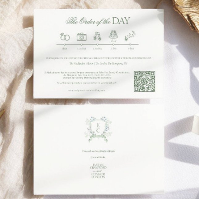 Cartão De Informações Casamento Clássico de Crest do Monograma da Linha  (Criador carregado)