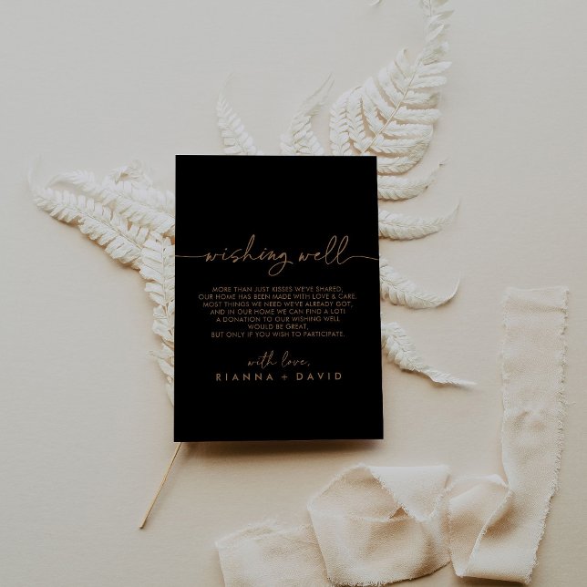 Cartão De Informações Casamento Clássico Dourado Negro Desejando Bem (Criador carregado)
