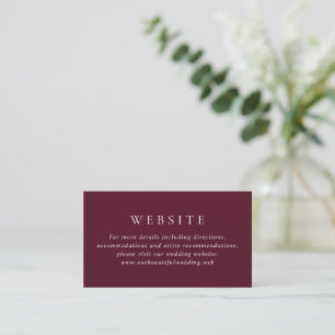 Cartão De Informações Casamento Clássico Elegante em Borgonha Profundo