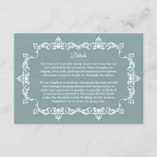 Cartão De Informações Casamento Clássico em Azul Sage Nebuloso com Moldu