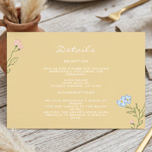 Cartão De Informações Casamento Clássico Ousado Floral Groovy Retro Boho