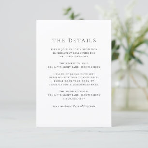 Cartão De Informações Casamento Clássico Preto e Branco Elegante