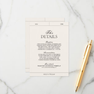 Cartão De Informações Casamento Clássico Vintage de Luxo Elegante em Fot