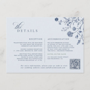 Cartão De Informações Casamento Clássico Vitoriano com Código QR Francês