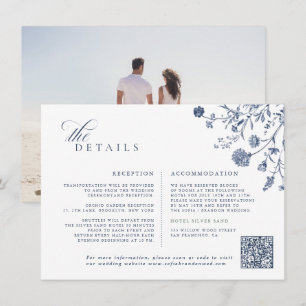 Cartão De Informações Casamento Clássico Vitoriano com Código QR Francês