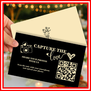 Cartão De Informações Casamento Código QR Capture The Love Amarelo Mante