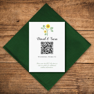 Cartão De Informações Casamento Código QR de Verde do Girassol