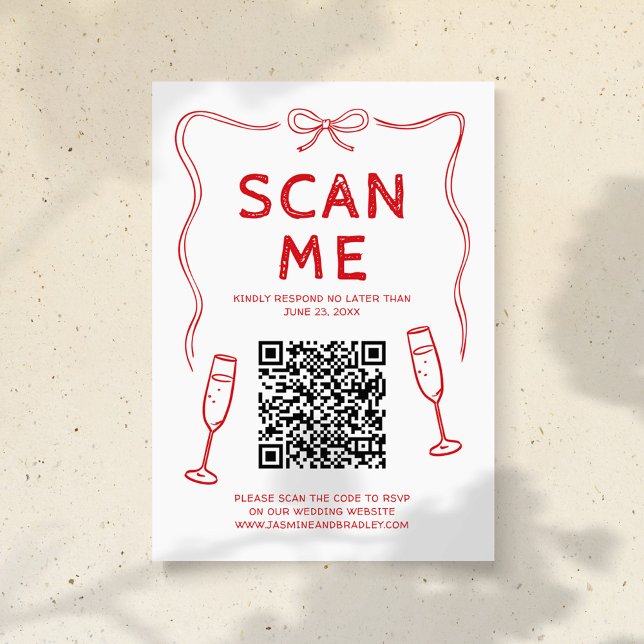 Cartão De Informações Casamento Código QR Doodle (Criador carregado)