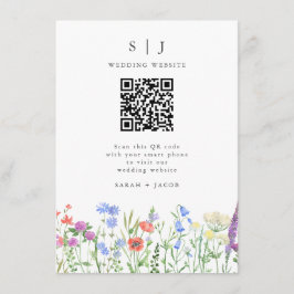 Cartão De Informações Casamento Código QR Flor Silvestre da Primavera