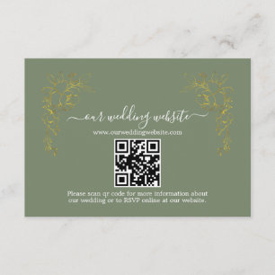 Cartão De Informações Casamento Código QR Floral Dourado Elegante em Ver