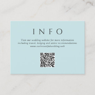 Cartão De Informações Casamento Código QR Minimalista Azul Turquesa Mode