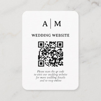 Cartão De Informações Casamento Código QR Preto e Branco