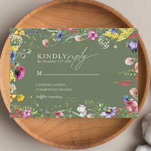 Cartão De Informações Casamento Colorido de Flor Silvestre Boho Chic de 